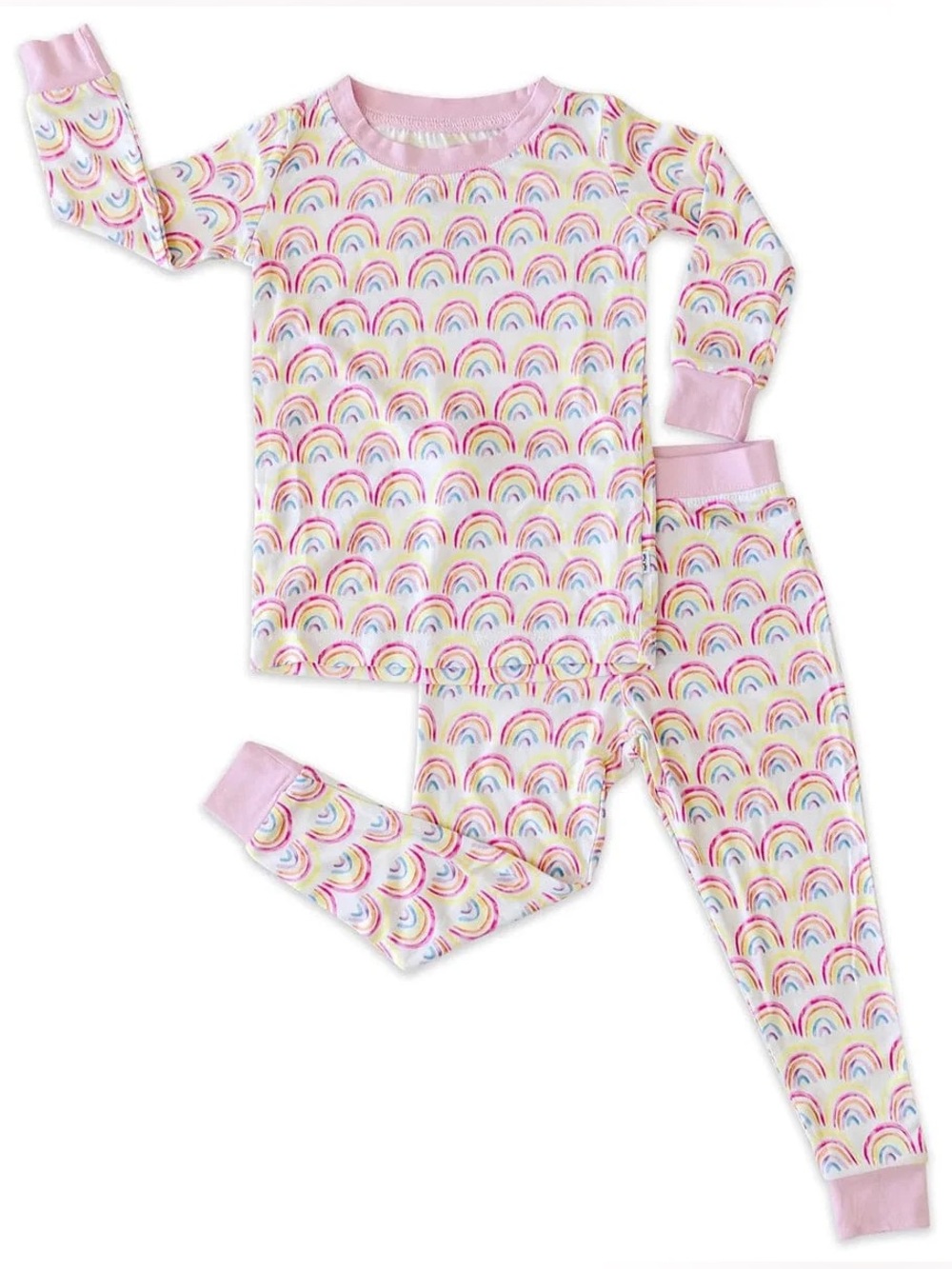 Little Sleepies Two-Piece Bamboo Viscose Pajama Set - Pastel Rainbows 2T